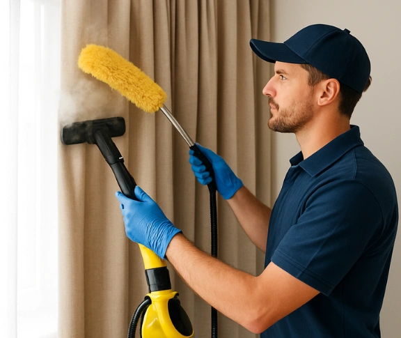 Trusted residential curtain cleaning technician Matty Curtain Cleaning denham-court-nsw QLD