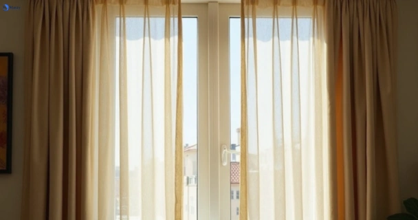 Dull dusty drapes in denham-court-nsw before professional cleaning
